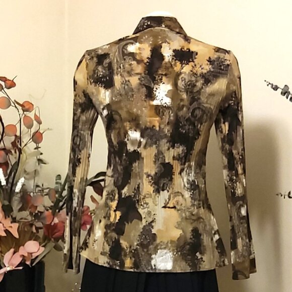 NWOT Fred David Women’s Long Sleeve Loose Shirts Pleated Blouses Tops Office - Picture 4 of 5